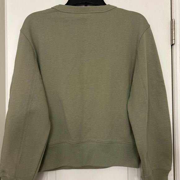 Uniqlo U Cotton Olive Green Crewneck Crop Length Sweatshirt Size Large - Picture 7 of 11